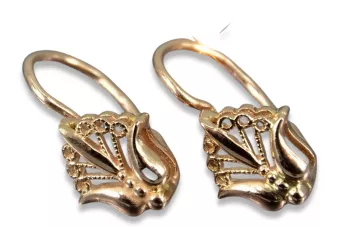 Cercei în rusă a crescut 14k aur 585 floare Vintage ven205