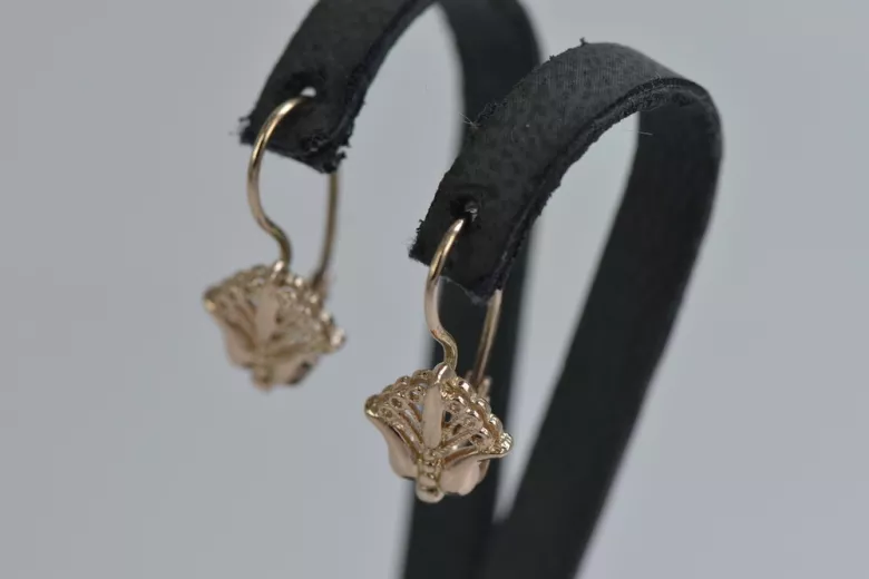 Earrings in Vintage rose 14k gold 585 flower Vintage ven205