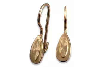 Vintage rose pink 14k 585 gold  Vintage leaf earrings ven138
