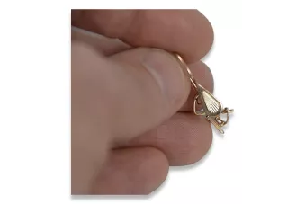 Vintage rose pink 14k 585 gold  Vintage leaf earrings ven138