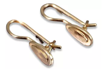 Vintage rose pink 14k 585 gold  Vintage leaf earrings ven138