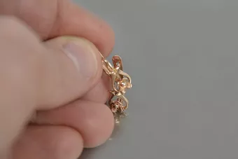 Vintage rose pink 14k 585 gold  Vintage flower earrings ven166
