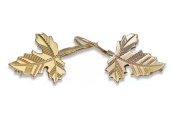 Vintage różowe złoto kolczyki listki 14k 585 ZSRR Vintage ven140