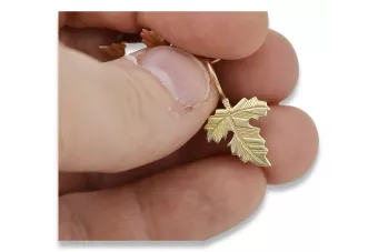 Vintage rose pink 14k 585 gold  Vintage leaf earrings ven140