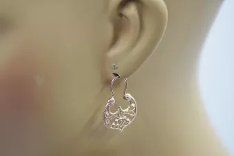 Plata rusa 925 URSS soviética Pendientes vintage ven022s