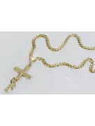 Złoty krzyżyk Prawosławny z łańcuszkiem 14k 585 wzór Pancerka oc001y&cc001y4mm