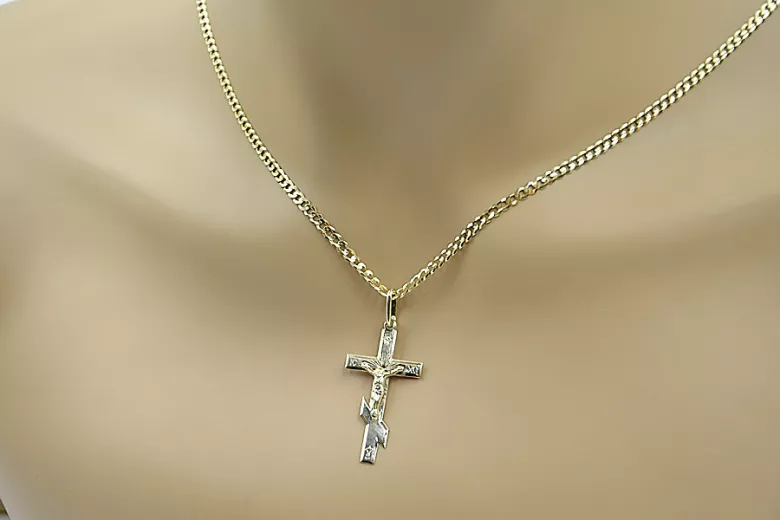Золотой православный крест с цепочкой ★ zlotychlopak.pl ★ Золотой образец 585 333 Низкая цена