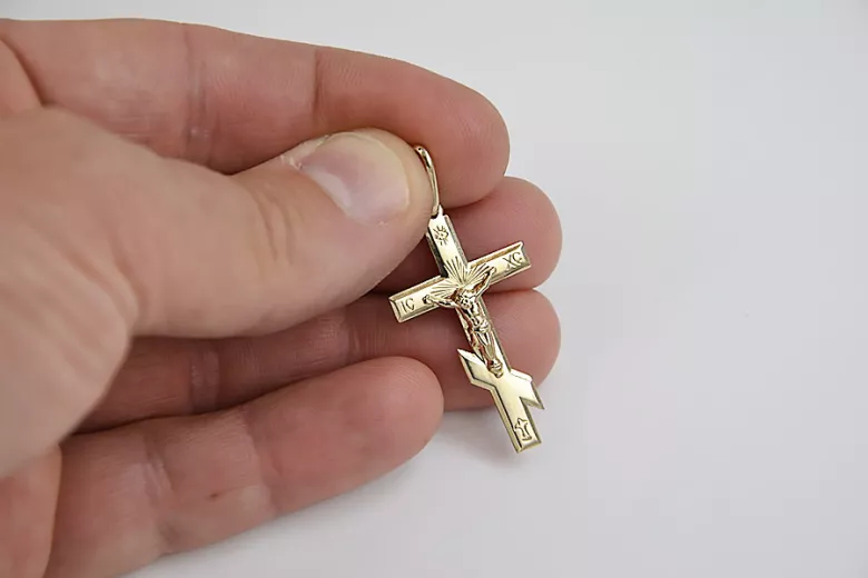 Croix orthodoxe en or avec chaîne ★ zlotychlopak.pl ★ échantillon d’or 585 333 Prix bas