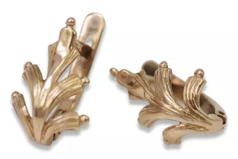 Russische Roségold-Blattohrringe 14k 585 UdSSR Vintage ven139