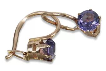 Vintage rose pink 14k 585 gold earrings vec057 alexandrite ruby emerald sapphire ...