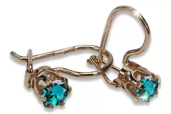 Vintage auskariai iš 14k 585 rožinio aukso vec057 aleksandritas rubinas emeraldas safiras ...