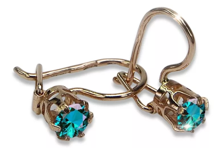 Vintage auskariai iš 14k 585 rožinio aukso vec057 aleksandritas rubinas emeraldas safiras ...