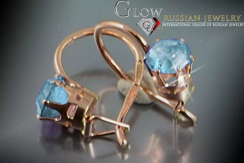 Russische Sowjetische Rose Pink 14k 585 Gold Ohrringe vec057 Alexandrit Rubin Smaragd Saphir ...