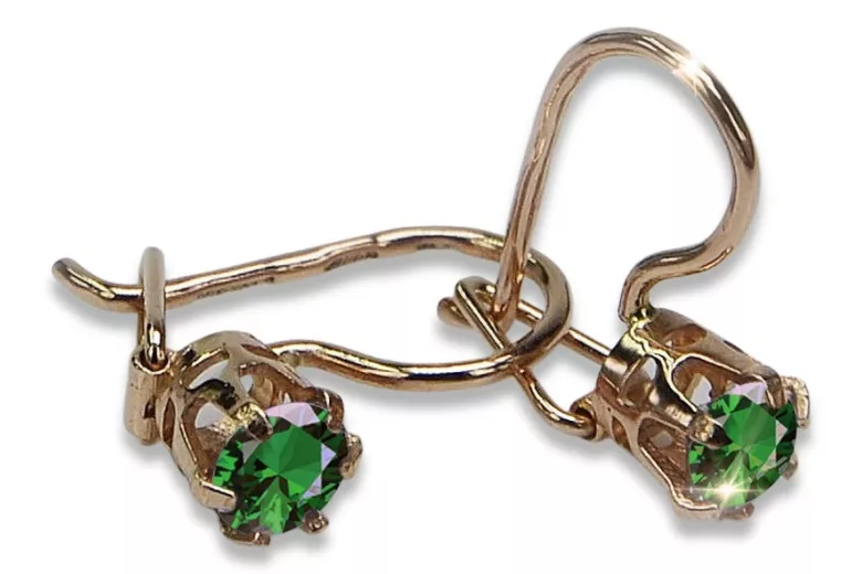Vintage auskariai iš 14k 585 rožinio aukso vec057 aleksandritas rubinas emeraldas safiras ...
