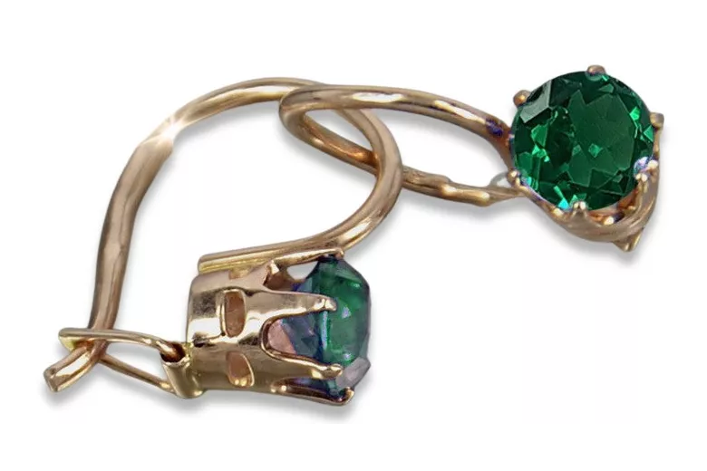 Boucles d’oreilles en or rose soviétique russe 14k 585 vec057 alexandrite rubis émeraude saphir ...