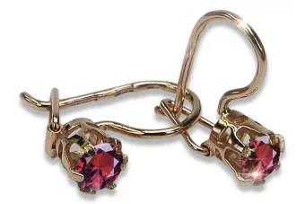 Boucles d’oreilles en or rose soviétique russe 14k 585 vec057 alexandrite rubis émeraude saphir ...