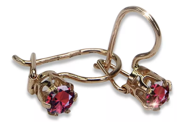 Russische Sowjetische Rose Pink 14k 585 Gold Ohrringe vec057 Alexandrit Rubin Smaragd Saphir ...
