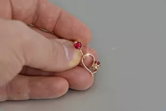 Vintage auskariai iš 14k 585 rožinio aukso vec057 aleksandritas rubinas emeraldas safiras ...