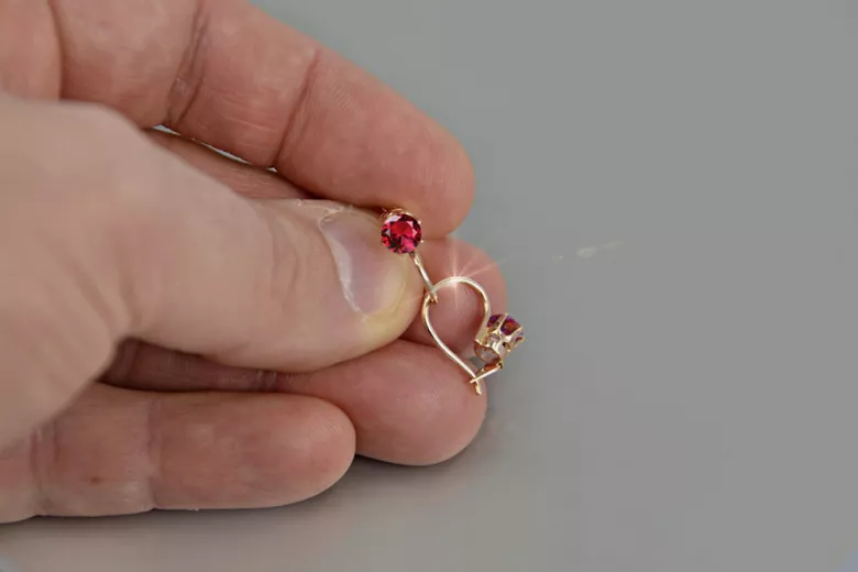 Russische Sowjetische Rose Pink 14k 585 Gold Ohrringe vec057 Alexandrit Rubin Smaragd Saphir ...
