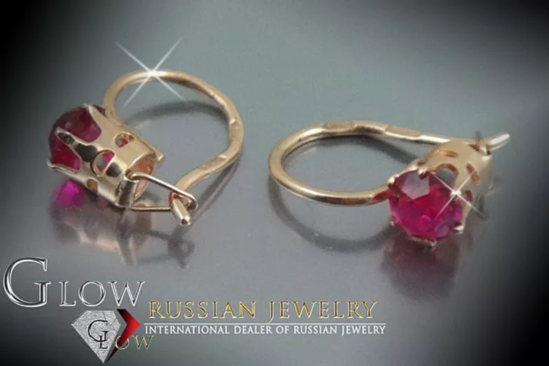 Ruso soviético rosa rosa 14k 585 pendientes de oro vec057 alejandrita rubí esmeralda zafiro ...