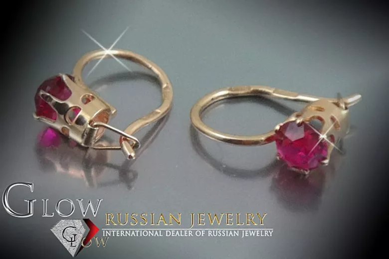 Russische Sowjetische Rose Pink 14k 585 Gold Ohrringe vec057 Alexandrit Rubin Smaragd Saphir ...
