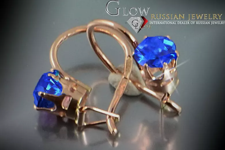Russische Sowjetische Rose Pink 14k 585 Gold Ohrringe vec057 Alexandrit Rubin Smaragd Saphir ...