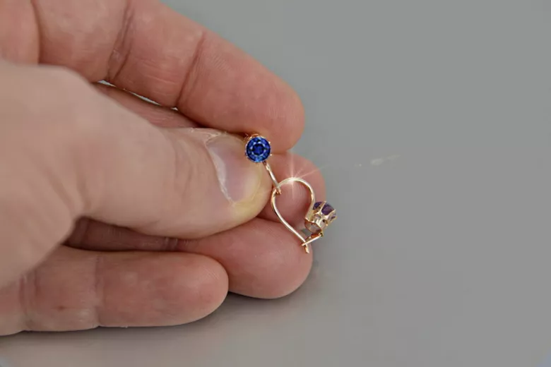 Russische Sowjetische Rose Pink 14k 585 Gold Ohrringe vec057 Alexandrit Rubin Smaragd Saphir ...