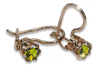 Vintage rose pink 14k 585 gold earrings vec057 alexandrite ruby emerald sapphire ...