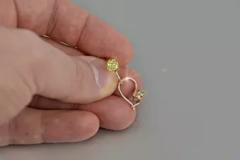 Vintage rose pink 14k 585 gold earrings vec057 alexandrite ruby emerald sapphire ...