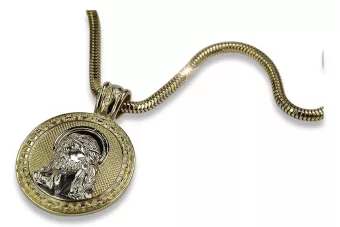 Gold 14k Anhänger Jesus & Rope Kette cc020y