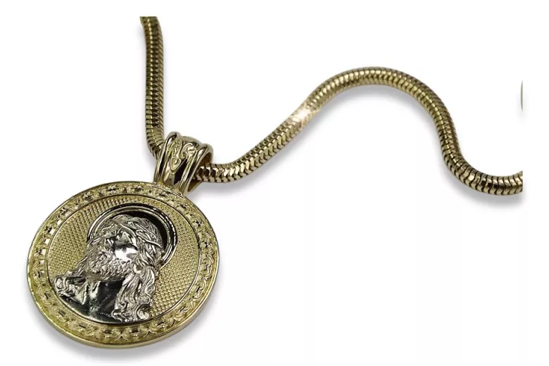 Pendentif de 14k d'or Jésus & Rope chaîne cc020y