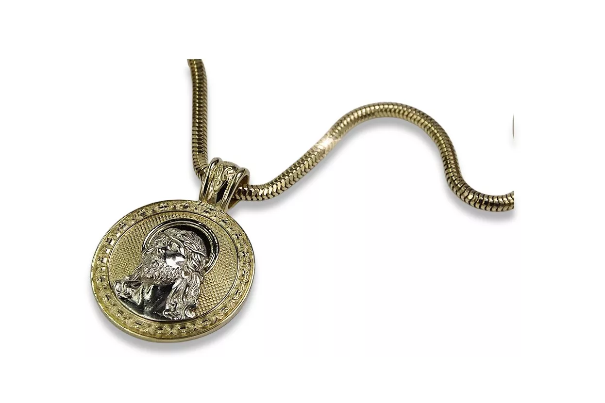 Золотий (срібний) кулон Jesus & Мотузковий ланцюг (різної ваги)