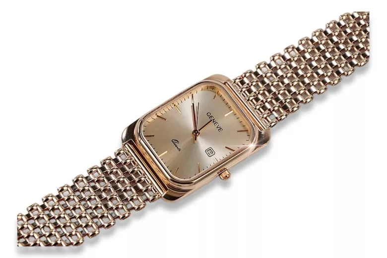 Gold men's watch Geneve ★ zlotychlopak.pl ★ Gold purity 585 333 Low Price!