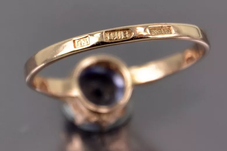 Vintage pierścionek pozłacane sregro 925 z Aleksandrytem Rubinem Szafirem Szmaragdem Cyrkonią vrc366rp