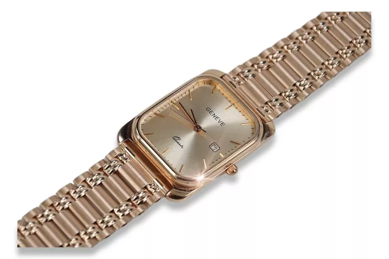 Gold men's watch Geneve ★ zlotychlopak.pl ★ Gold purity 585 333 Low Price!