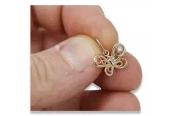 Руска роза розова съветска 14k 585 злато СССР пеперуда висулка vpn062