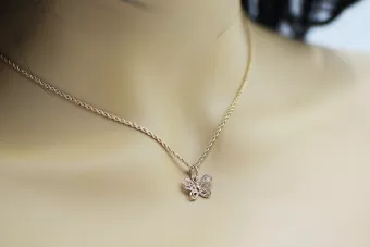 Vintage rose pink 14k 585 gold  butterfly pendant vpn062