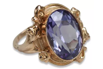 Russischer sowjetischer Silber-Roségold-plattierter Ring 925 Alexandrit-Rubin-Smaragd-Saphir-Zirkon vrc100rp