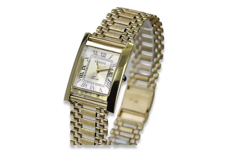 Reloj de oro para hombre Geneve ★ zlotychlopak.pl ★ Pureza de oro 585 333 Precio bajo!