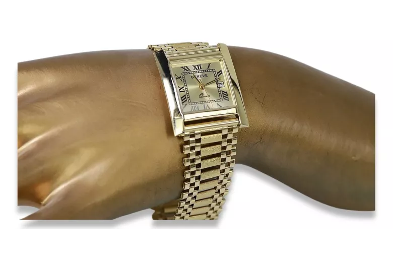 Złoty zegarek z bransoletą męski 14k 585 Geneve mw009y&mwb010y