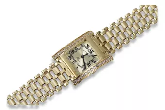 Жълт 585 14k злато Дамски часовник Geneve lw035yy&lbw002y