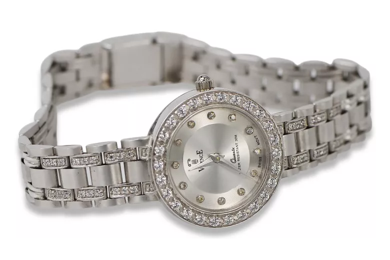 Oro blanco de 14k Precioso reloj de señora lw051w