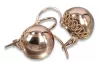 Russian rose pink Soviet 14k 585 gold USSR Vintage ball earrings ven122