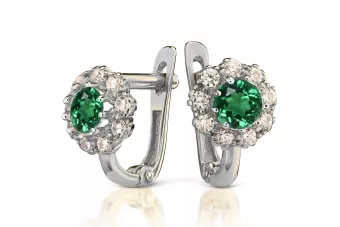 White 14k gold 585 Alexandrite Ruby Emerald Sapphire Zircon little earrings cec004w