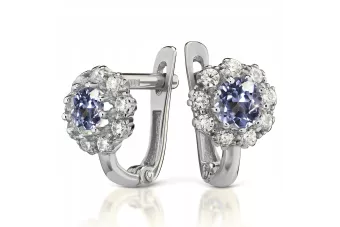 Blanco 14k oro 585 Alejandrita Rubí Esmeralda Zafiro Zircón pequeños pendientes cec004w