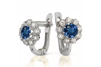 Blanco 14k oro 585 Alejandrita Rubí Esmeralda Zafiro Zircón pequeños pendientes cec004w