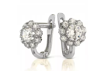 Blanco 14k oro 585 Alejandrita Rubí Esmeralda Zafiro Zircón pequeños pendientes cec004w