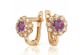 Rose  14k gold Alexandrite Ruby Emerald Sapphire Zircon earrings cec004r