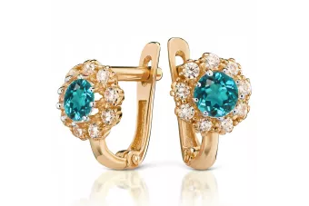 Rosa Russisch 14 Karat Gold Alexandrit Rubin Smaragd Saphir Zirkon Ohrringe cec004r