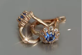 Vintage ροζ σκουλαρίκια 14k 585 λουλούδια με Αλεξανδρίτη, Ρουμπίνι, Ζαφείρι, Σμαράγδι, Ζιργκόν cec004r